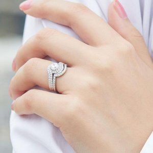 NEW 925 STERLING SILVER DIAMOND HALO RING